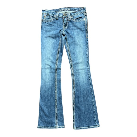 🆕Plastic By Gly Chic Flare Jeans with distress - Picture 2 of 14